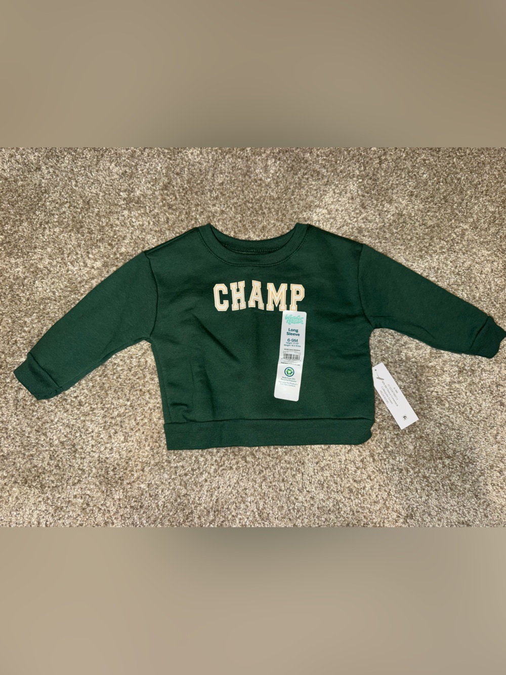 6-9 month Green 'CHAMP' Crewneck